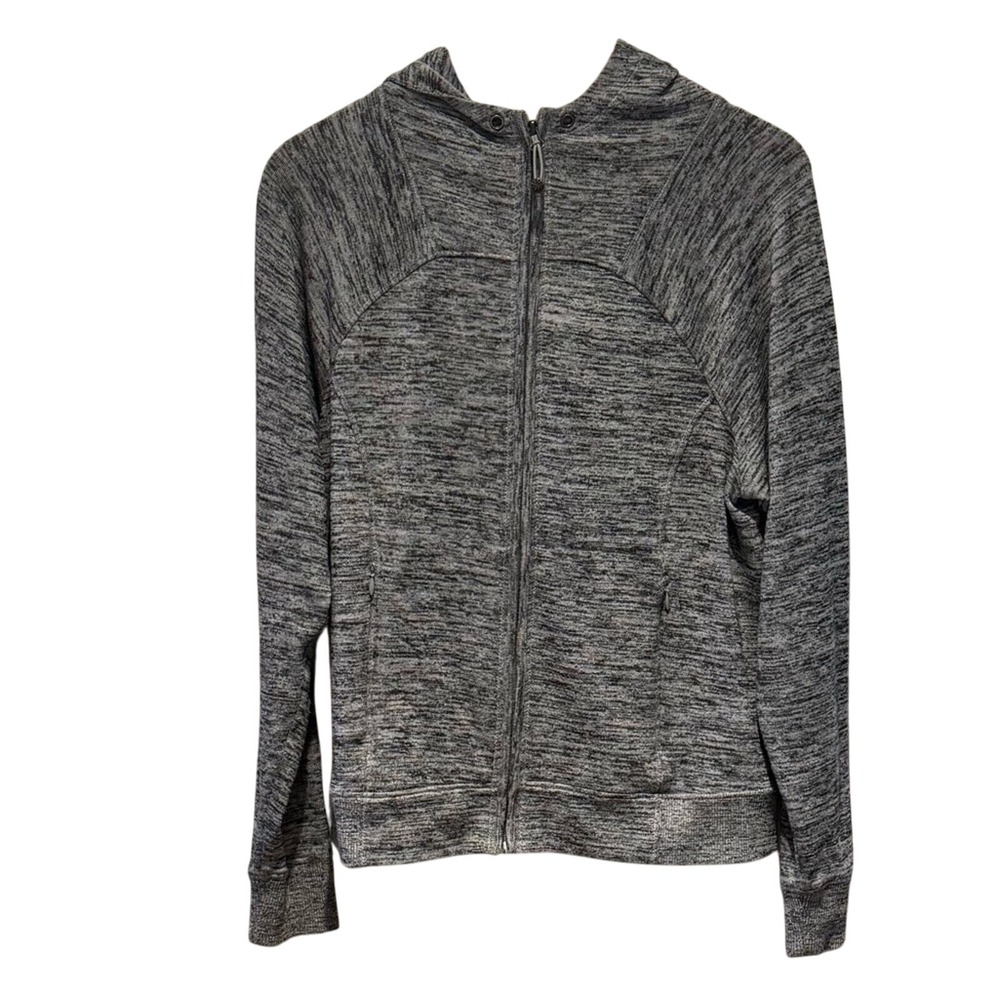 Athleta Strength Full Zip Hoodie Womens Medium Gray Space Dye Activewear‎ Jacket
